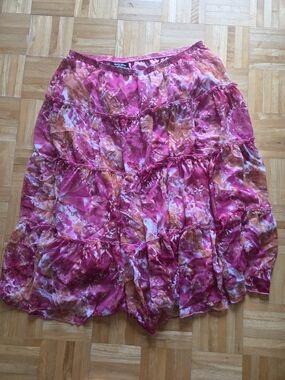 Floral Pink Tiered Circle Skirt
